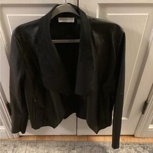 Bagatelle Open Front Faux Leather Jacket  Black